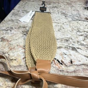 Chico tan mesh tie belt. Size large